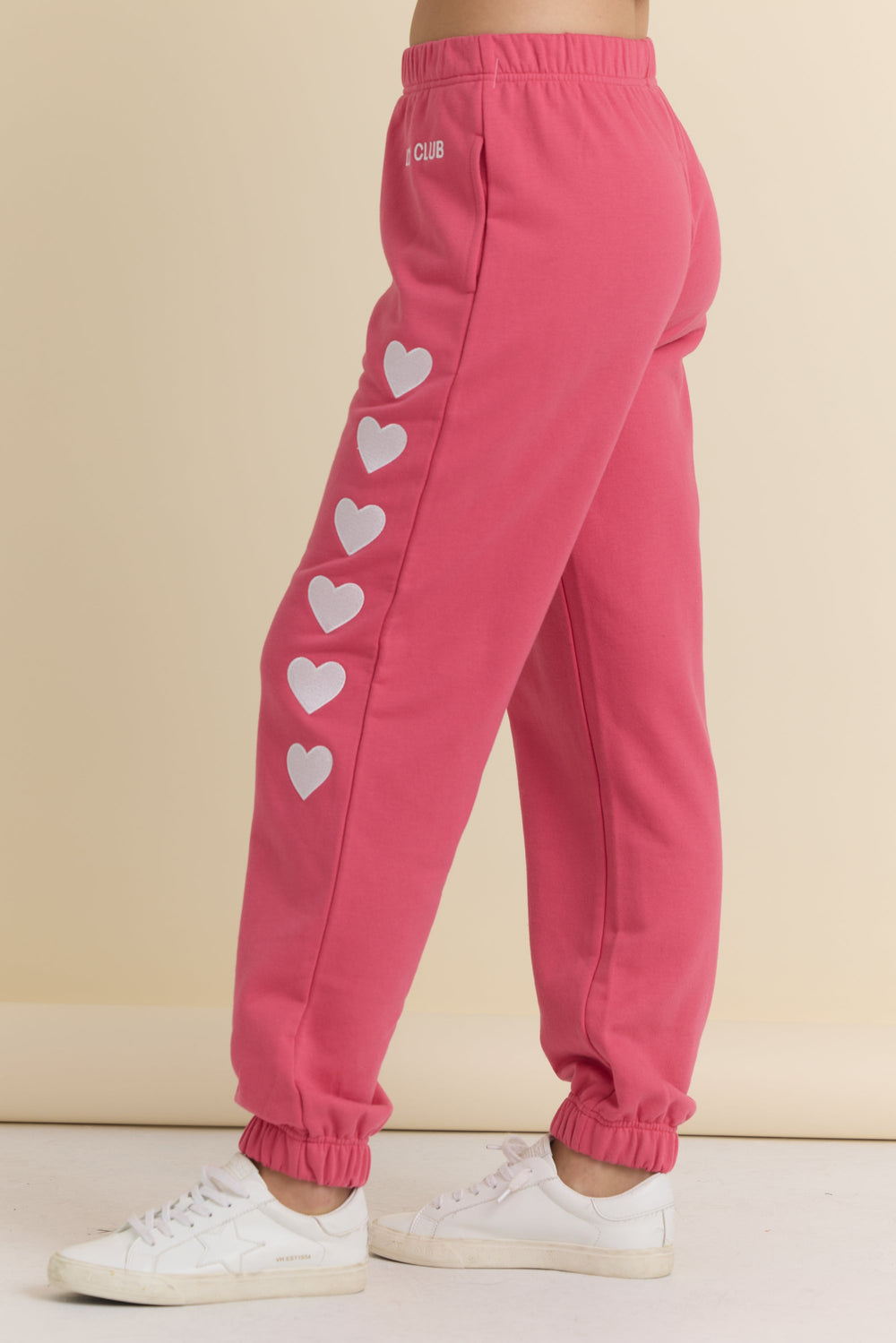 Heart Embroidered French Terry Joggers | Vintage Havana