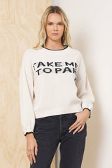 “Take Me To Paris” Jacquard Sweater | Vintage Havana Ivory w/ Black