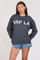 "Surf LA" Black Surf Wash Crewneck | Vintage Havana Black