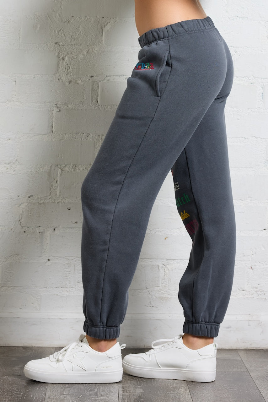 Von Dutch Jogger with Multi Print | Vintage Havana Washed Black