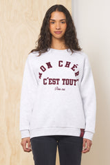 Comfort Fleece Crew with Applique | Vintage Havana Ash Grey