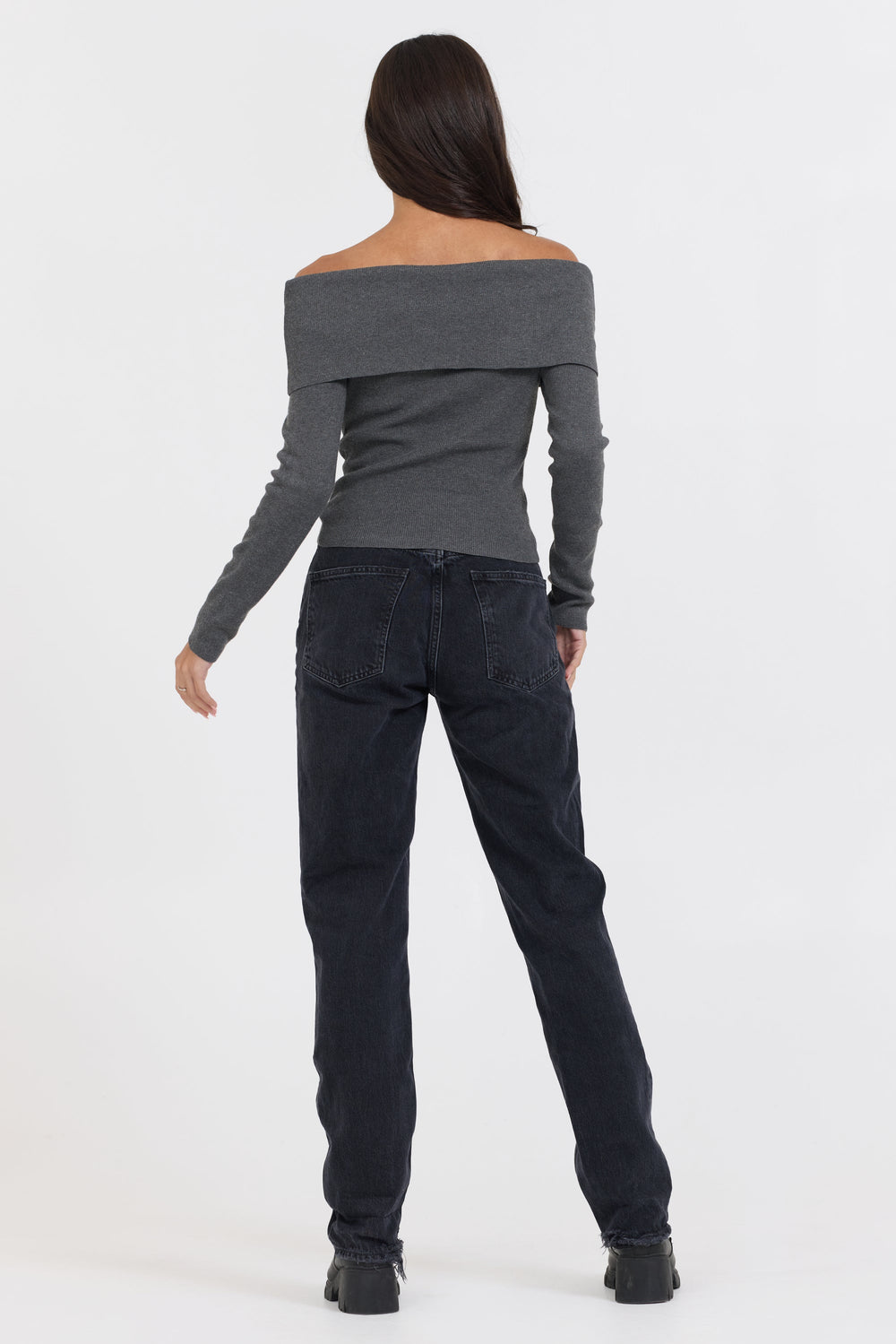 Heather Charcoal Off Shoulder Sweater | Vintage Havana Heather Charcoal