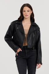 Black Leather Moto Jacket | Vintage Havana Black