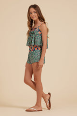 Teal Dual Floral Flowy Tank | Vintage Havana Teal Dual Floral