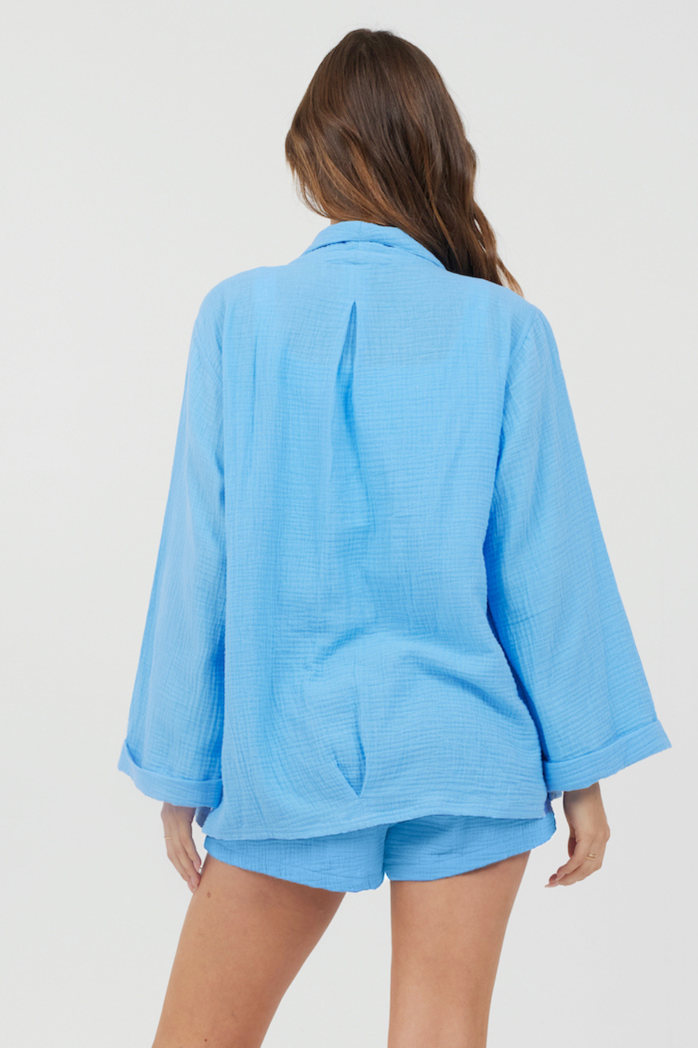 Ocean Blue Washed Gauze Blazer | Vintage Havana Ocean Blue