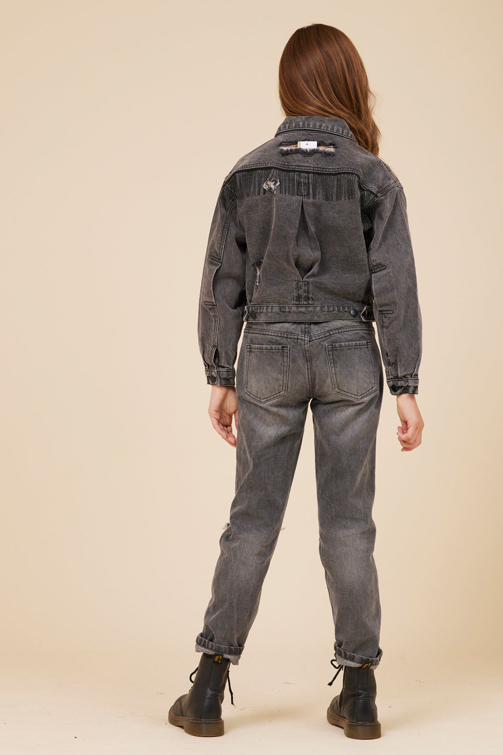 RHINESTONE FRINGE BLACK DENIM JACKET | Vintage Havana DENIM