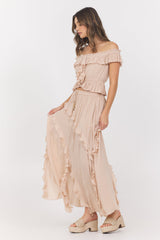 Champagne Toast Ruffle Off Shoulder Top | Vintage Havana Champagne Toast