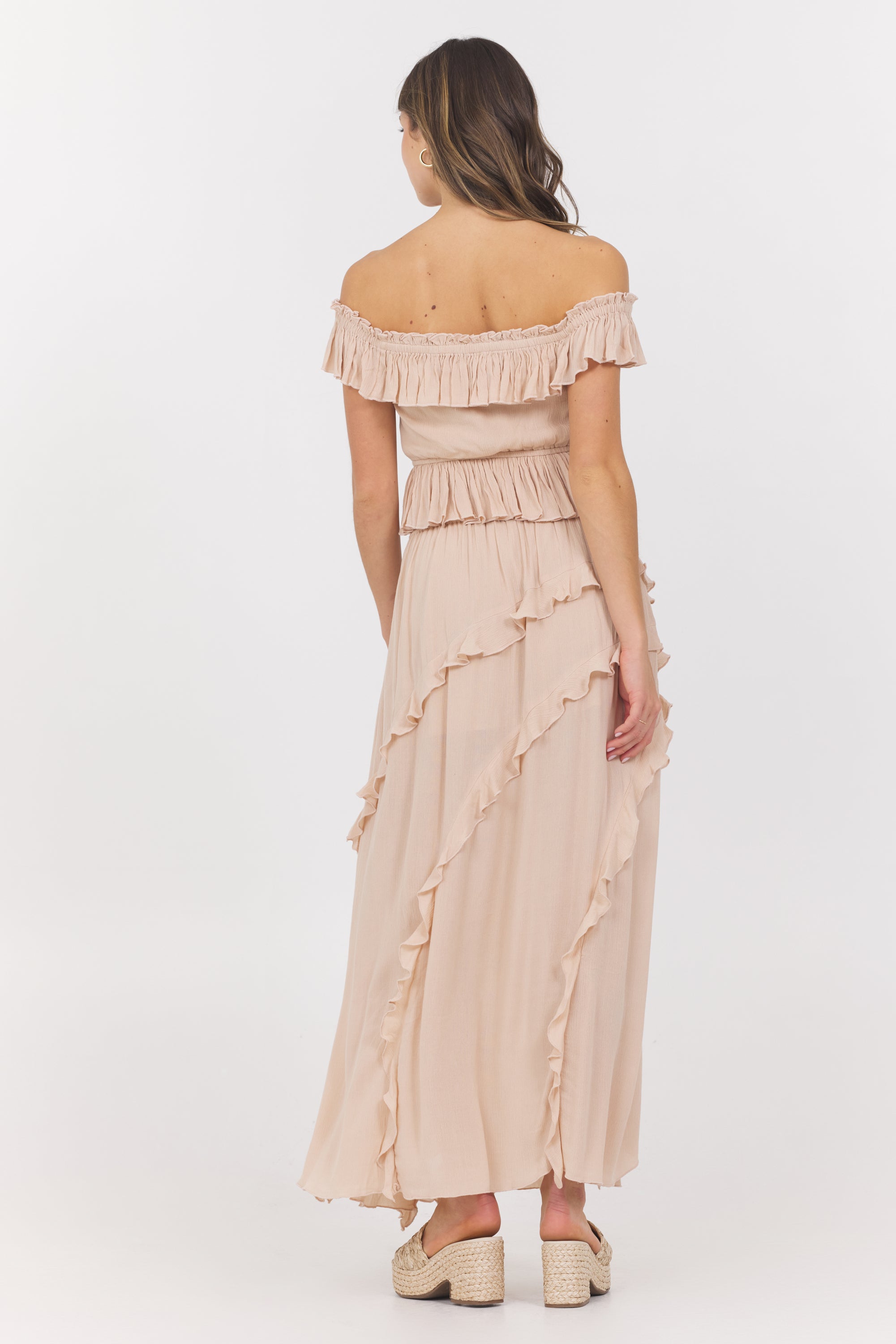 Champagne Toast Ruffle Off Shoulder Top | Vintage Havana Champagne Toast
