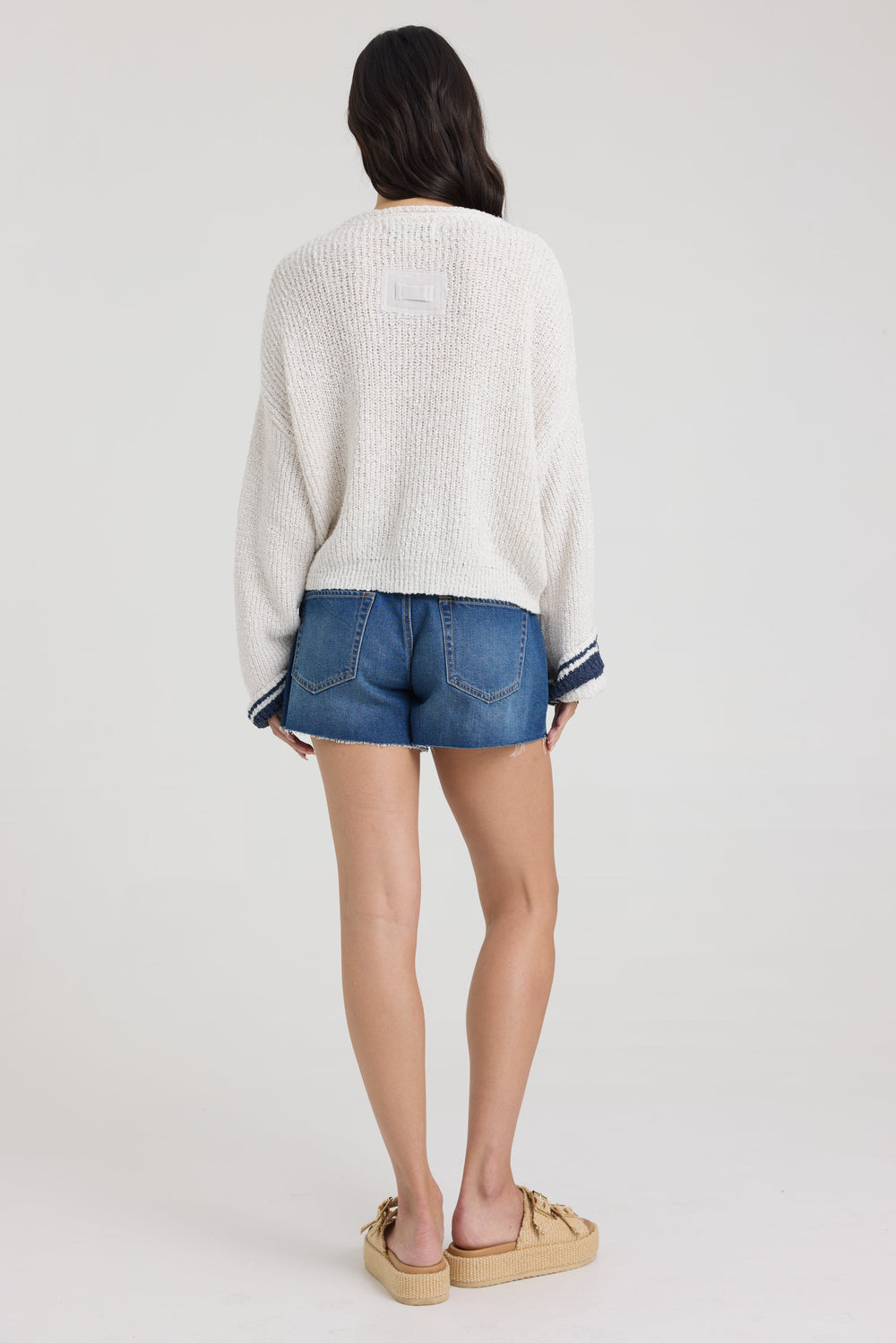 V Neck Sweater with Contrast Stripe | Vintage Havana