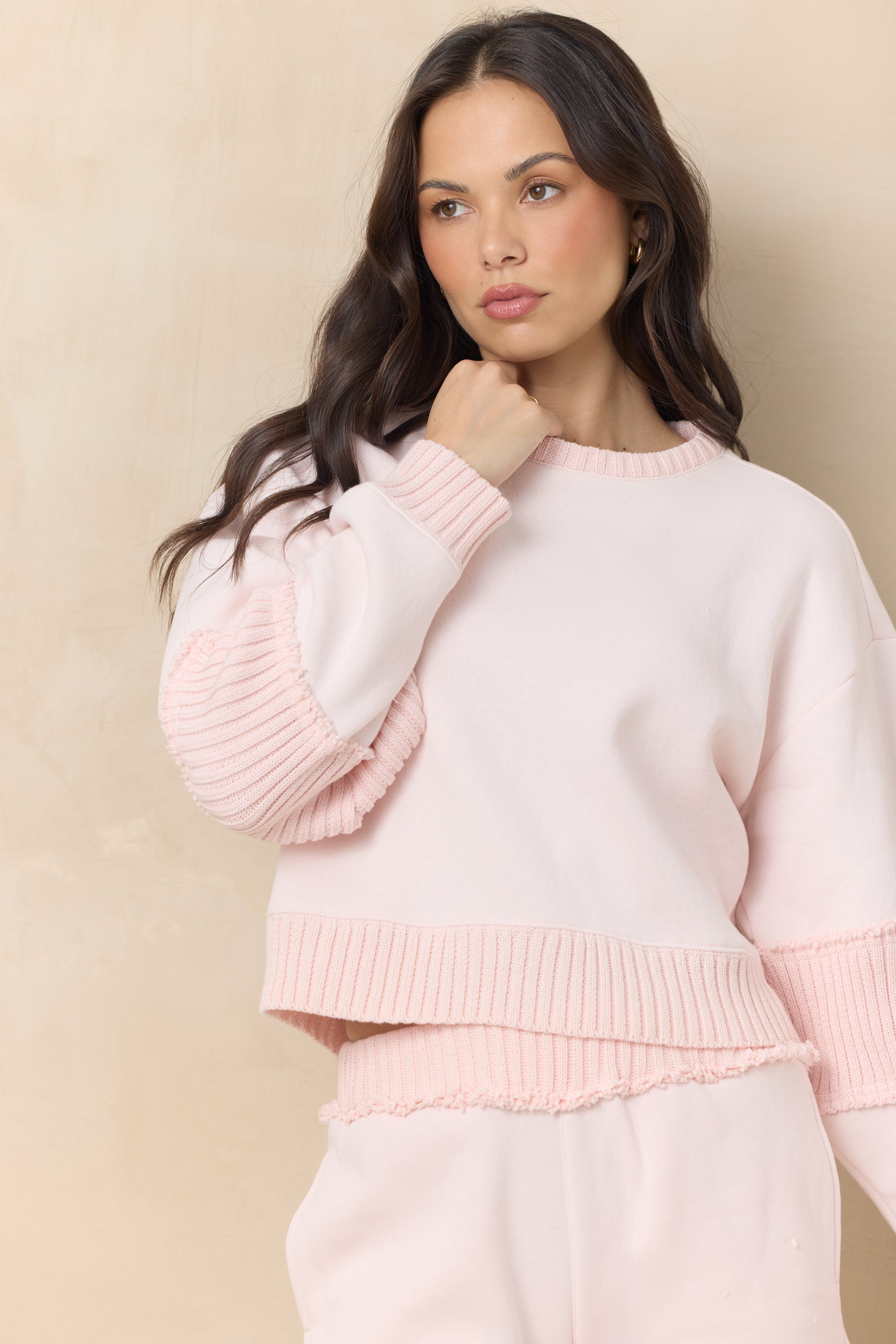 Vintage Fleece Crew with Rib | Vintage Havana Pink Hibiscus
