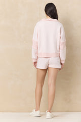Vintage Fleece Quarter Zip with Rib | Vintage Havana Pink Hibiscus