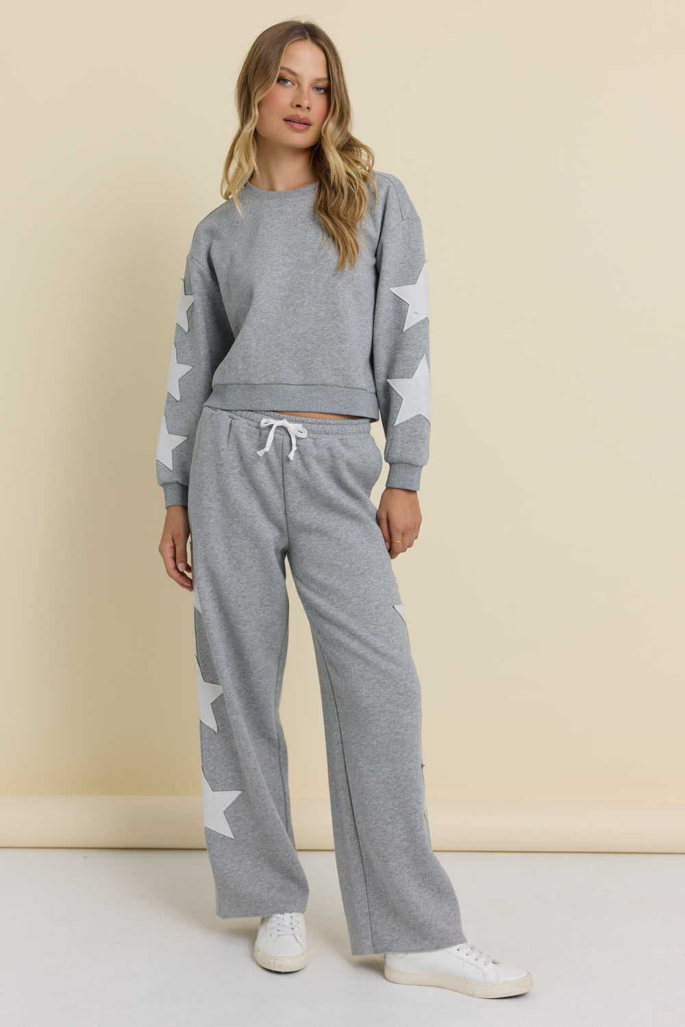 Reverse Terry Crew with Star Applique | Vintage Havana