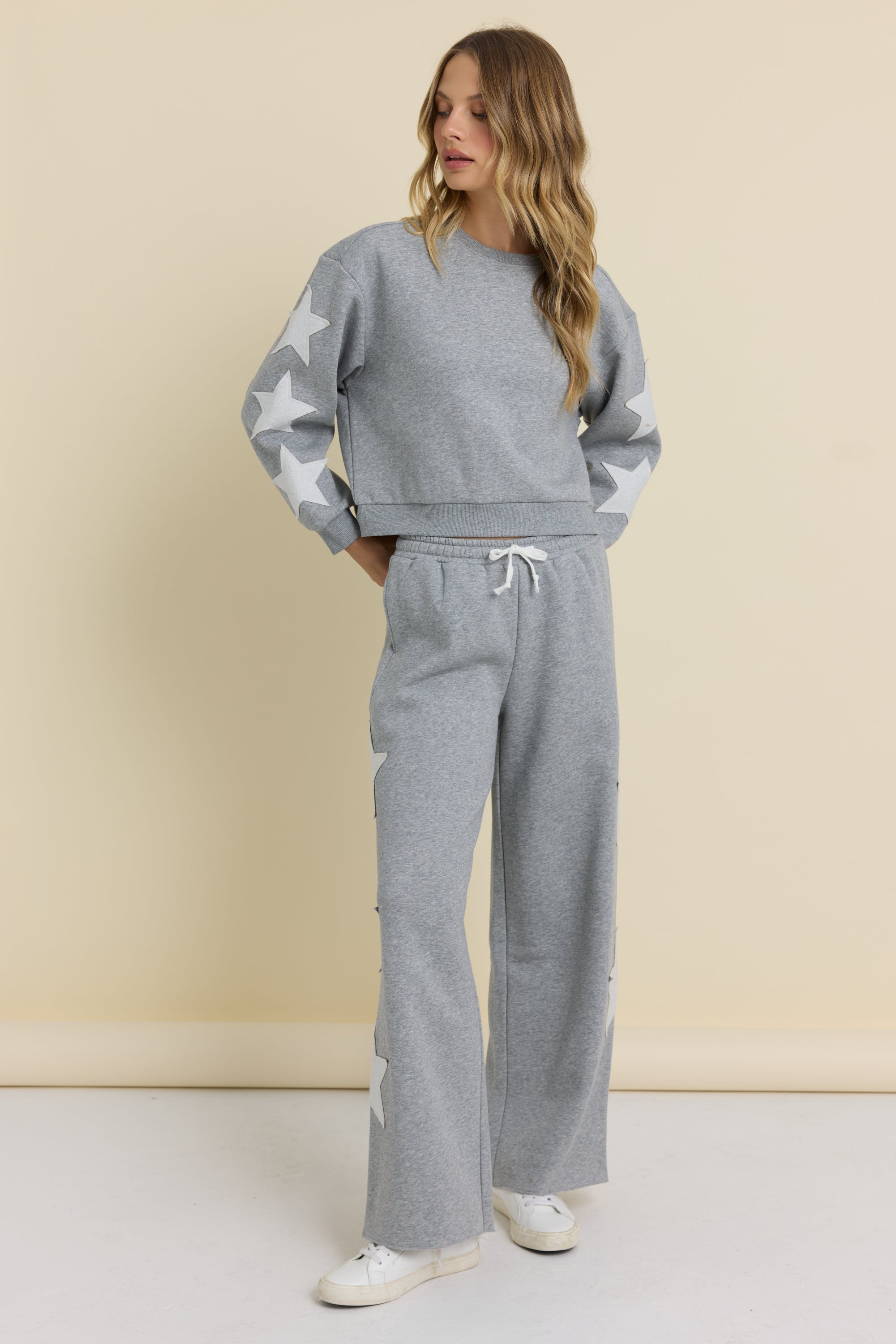 Reverse Terry Crew with Star Applique | Vintage Havana