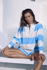 Striped French Terry Half Zip Sweatshirt | Vintage Havana Sorbet Pink
