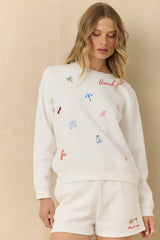 Vintage Fleece All-Over Embroidered Crewneck | Vintage Havana