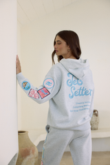 Ultra Fleece Hoodie with Patches and "Jet Setter" Embroidery | Vintage Havana