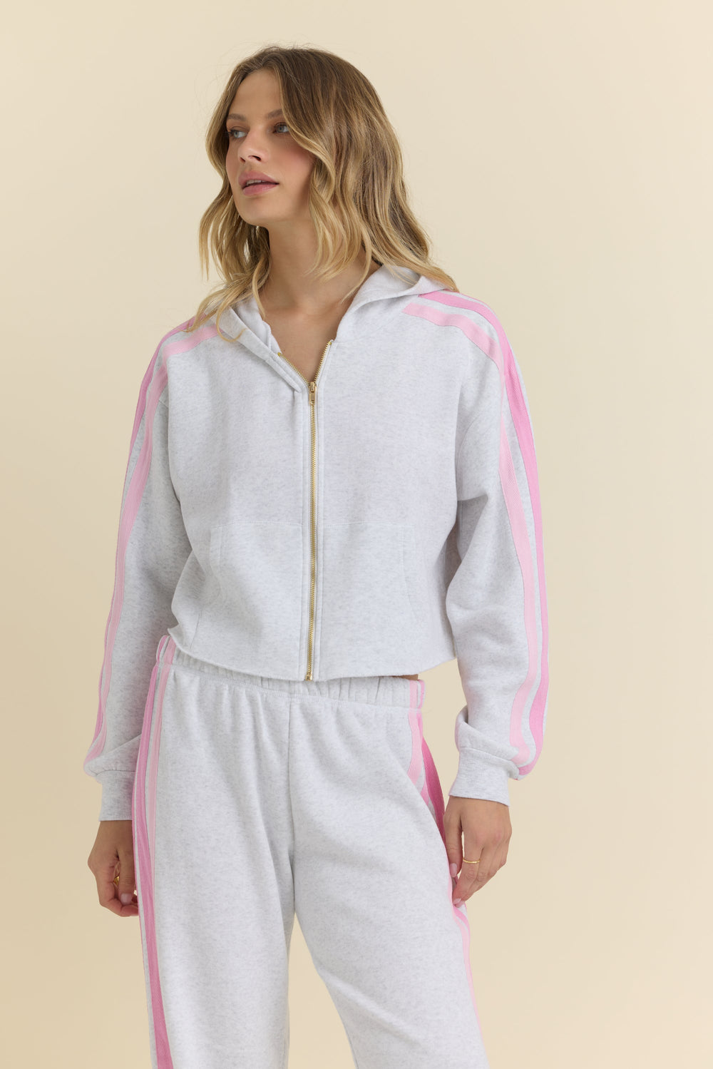 Crop Zip with Twill Tape Stripe | Vintage Havana