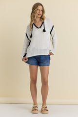 Contrast Crochet Hoodie | Vintage Havana