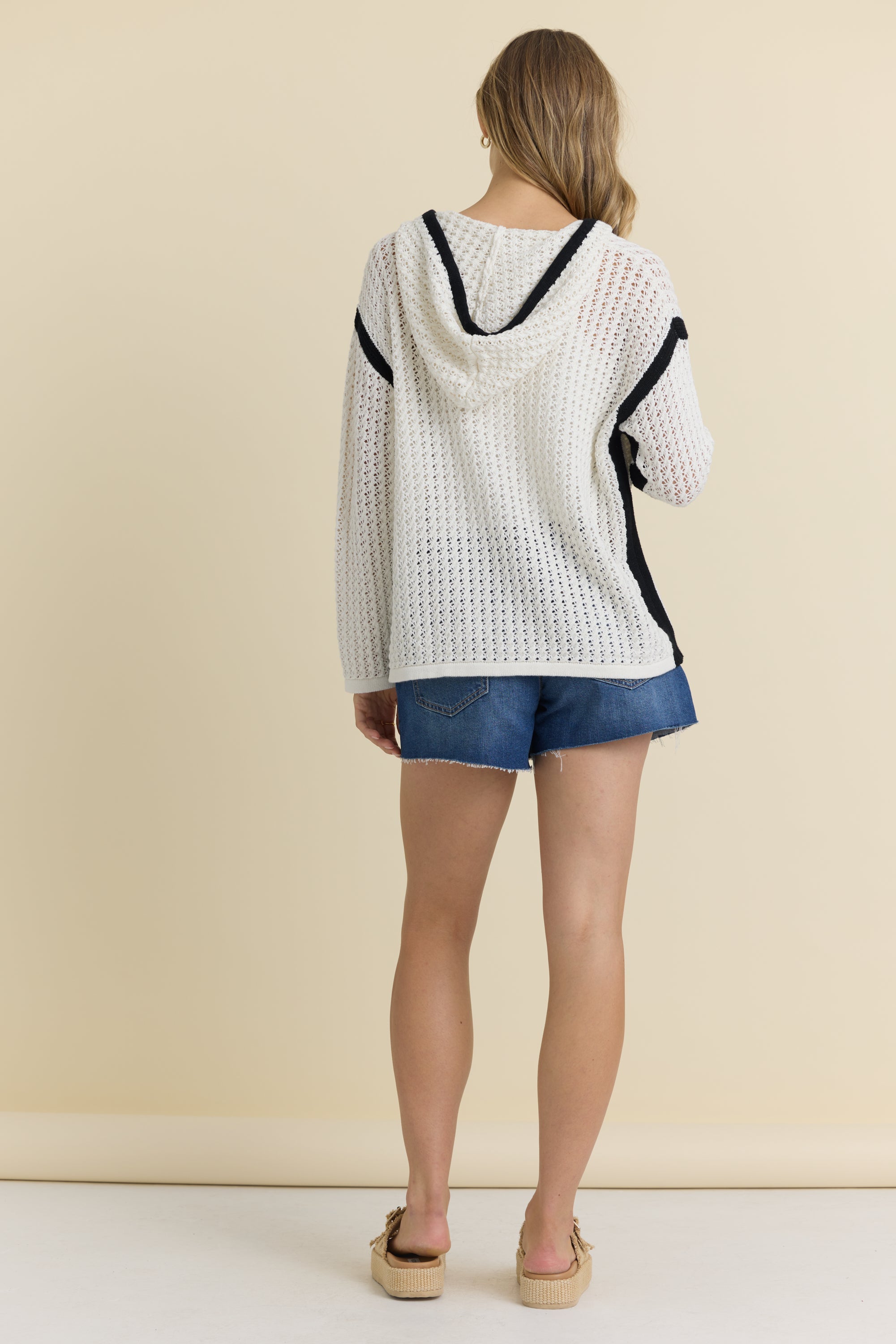 Contrast Crochet Hoodie | Vintage Havana