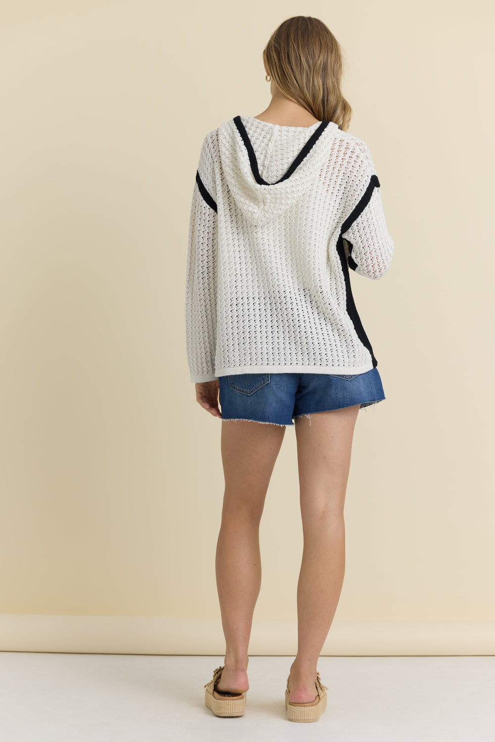 Contrast Crochet Hoodie | Vintage Havana