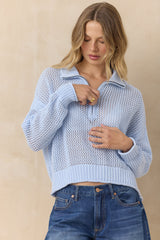 Open Knit Quarter Zip Sweater | Vintage Havana White