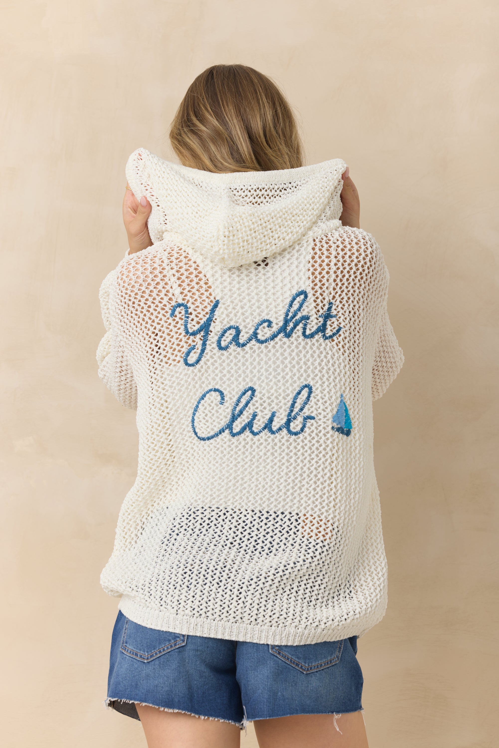 Hoodie Beach Sweater with Embroidery | Vintage Havana