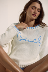 Beach Sweater with Whip Stitch | Vintage Havana Ivory//Blue Shore