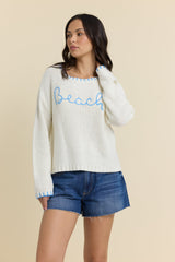 Beach Sweater with Whip Stitch | Vintage Havana Ivory//Blue Shore