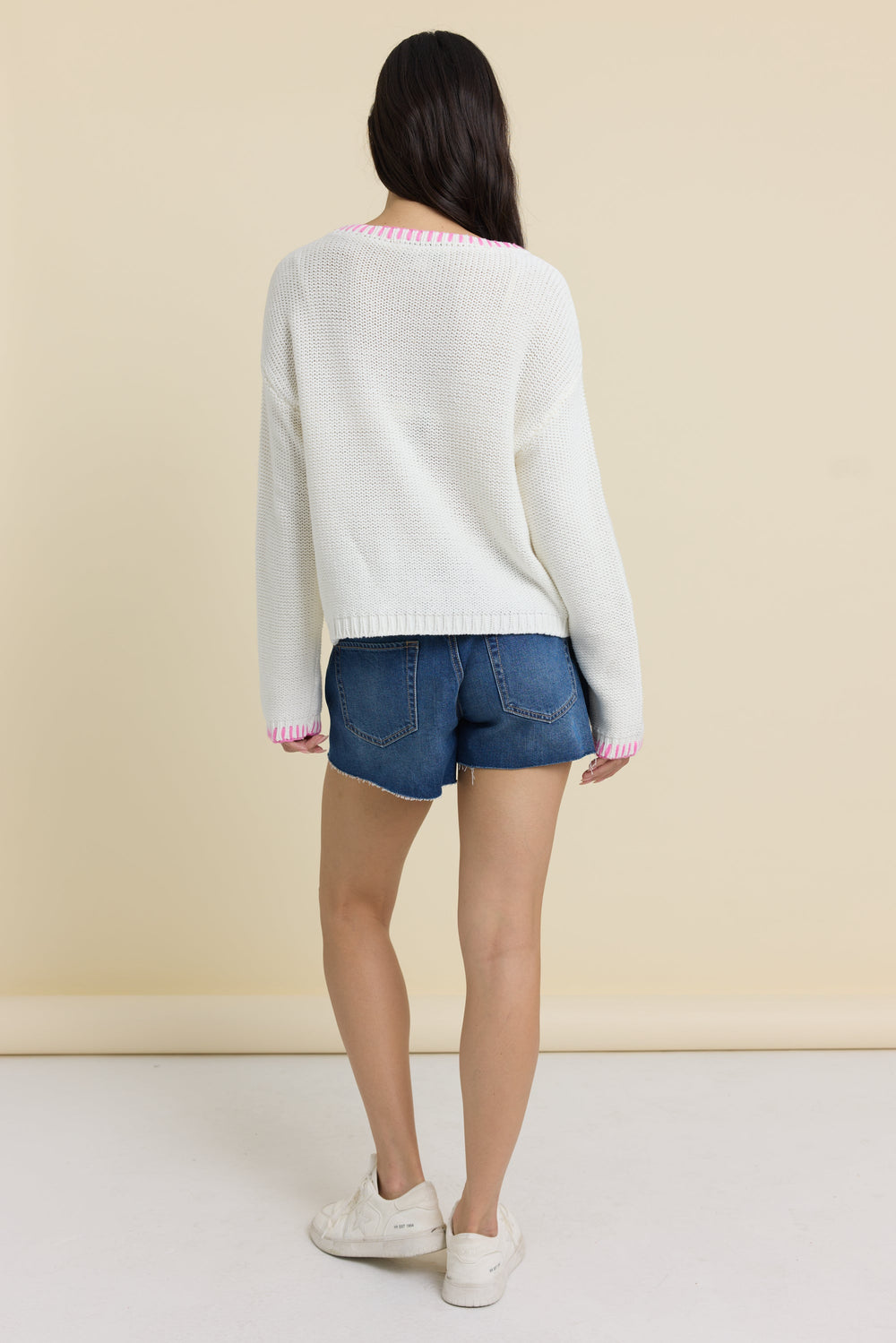 Beach Sweater with Whip Stitch | Vintage Havana Ivory//Blue Shore