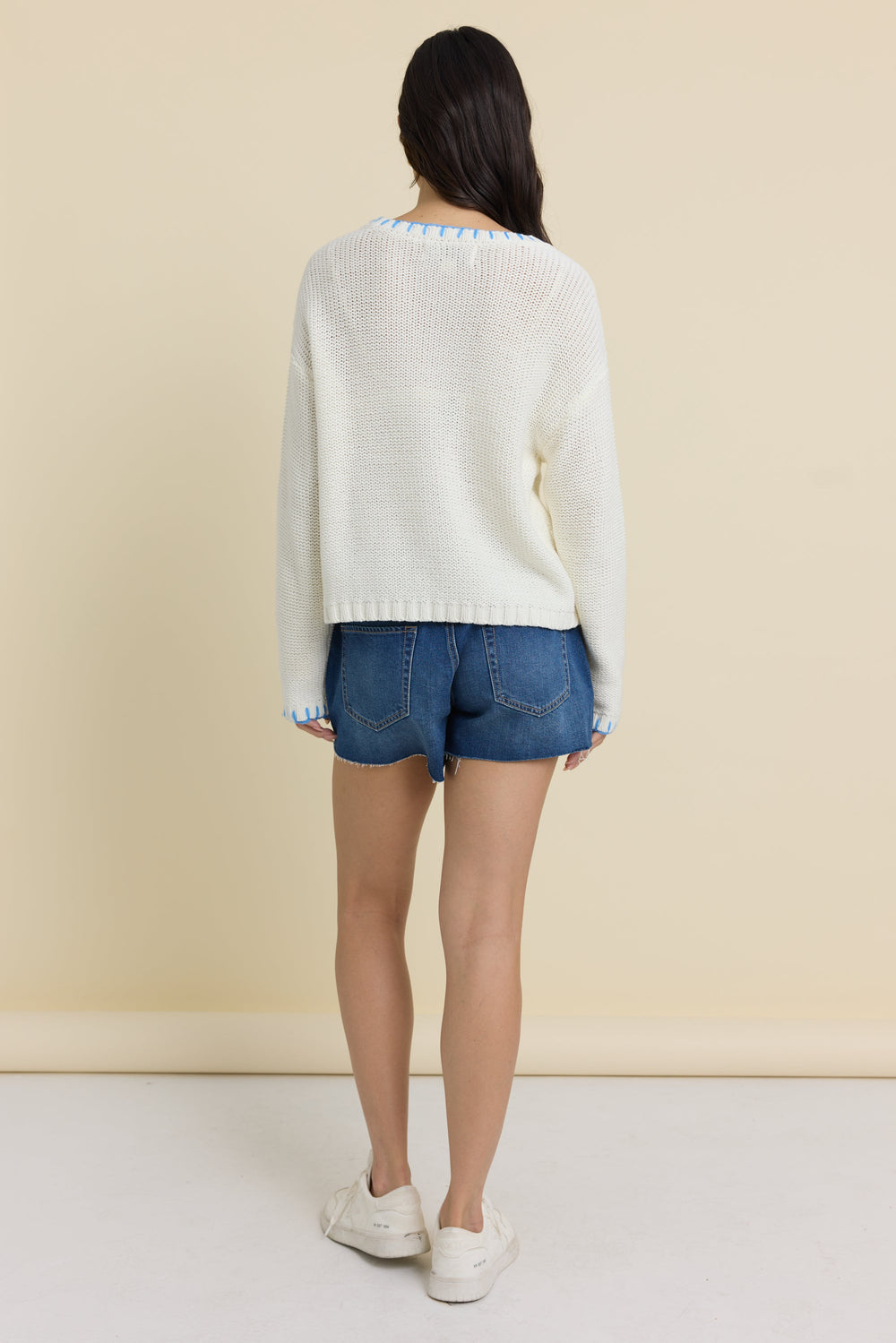 Beach Sweater with Whip Stitch | Vintage Havana Ivory//Blue Shore