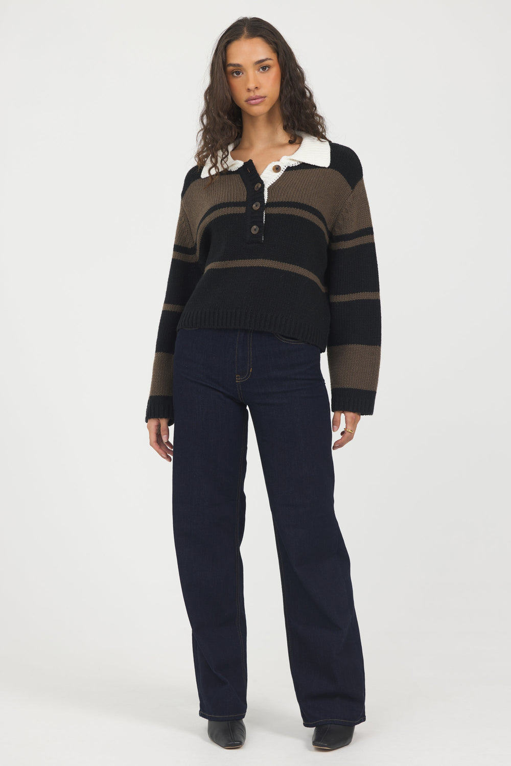 Woodland Stripe Collared Sweater | Vintage Havana Woodland