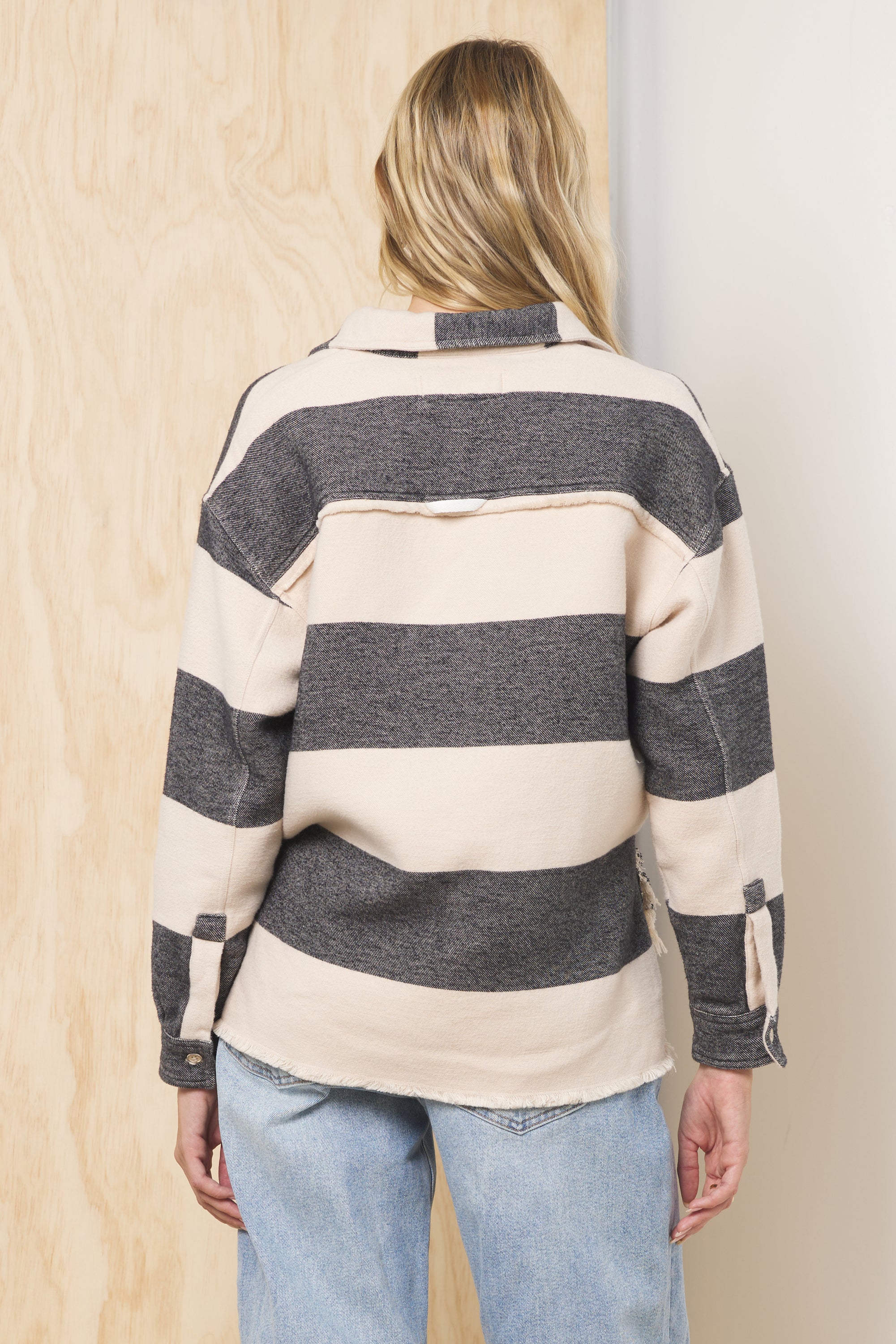 Buffalo Stripe Quarter Button Up | Vintage Havana Black & Cream