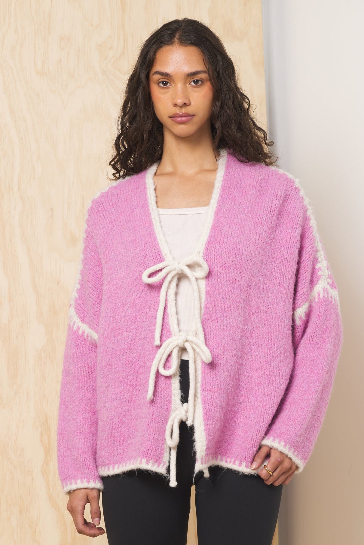 Tie Front Cardigan | Vintage Havana Pink