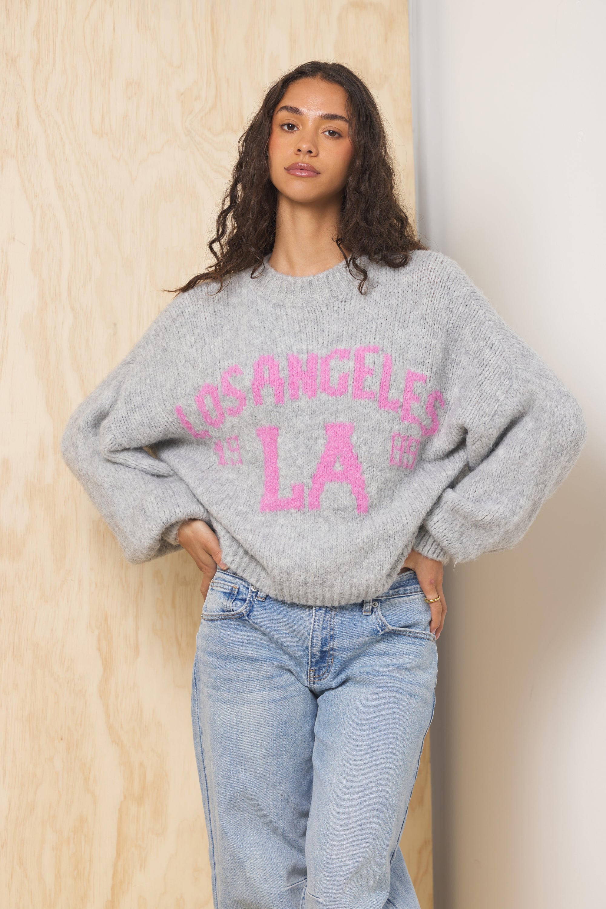 Jacquard Destination Sweater | Vintage Havana Light Grey w/ Pink