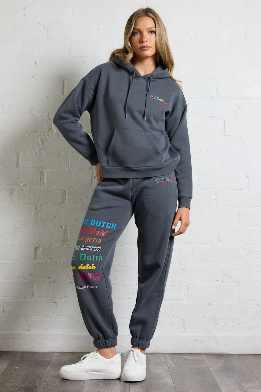 Von Dutch Hoodie with Multi Print | Vintage Havana Washed Black