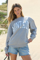 "Montauk" Heather Grey Surf Wash Crewneck | Vintage Havana Gray