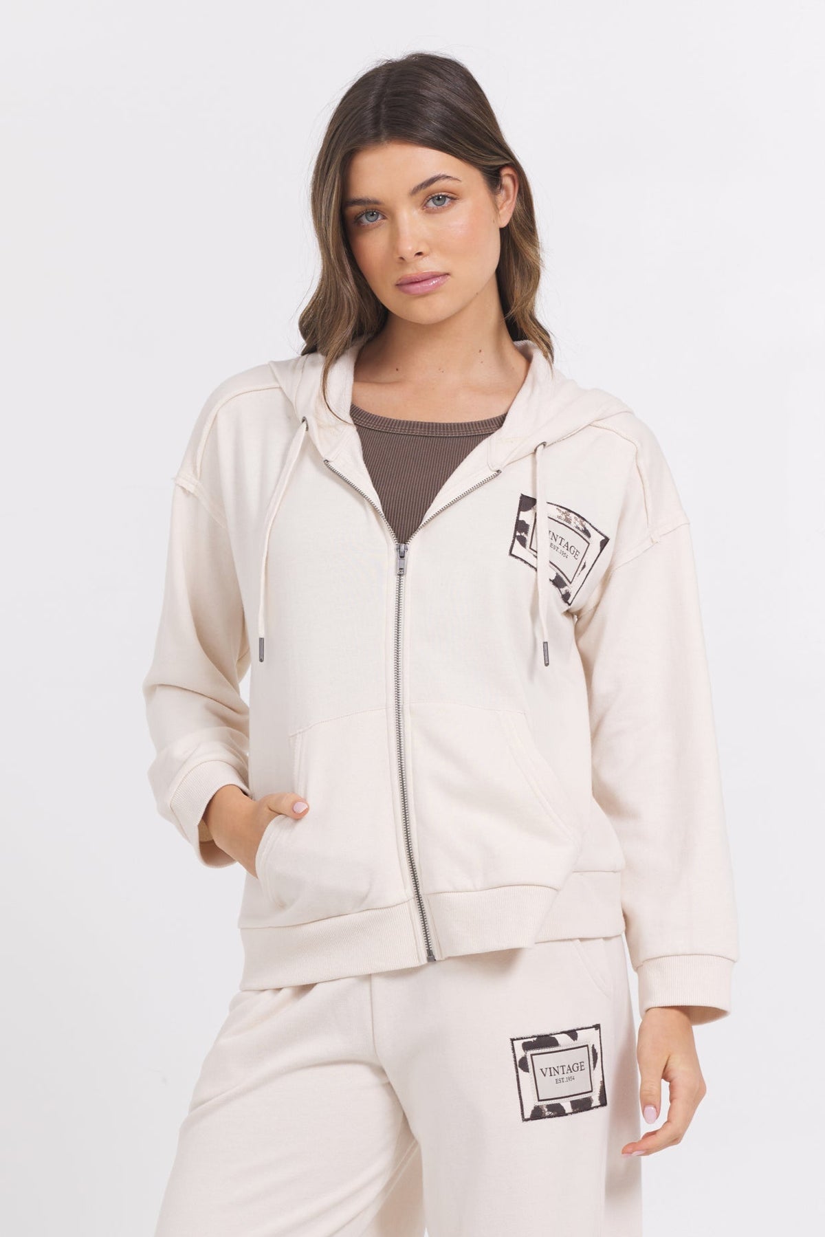 Suede Terry Zip Up | Vintage Havana Coconut