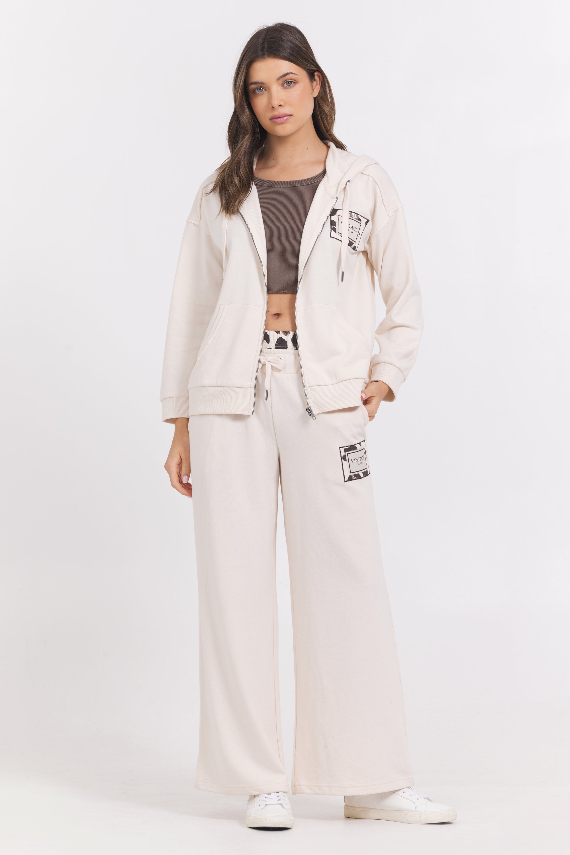 Suede Terry Zip Up | Vintage Havana Coconut