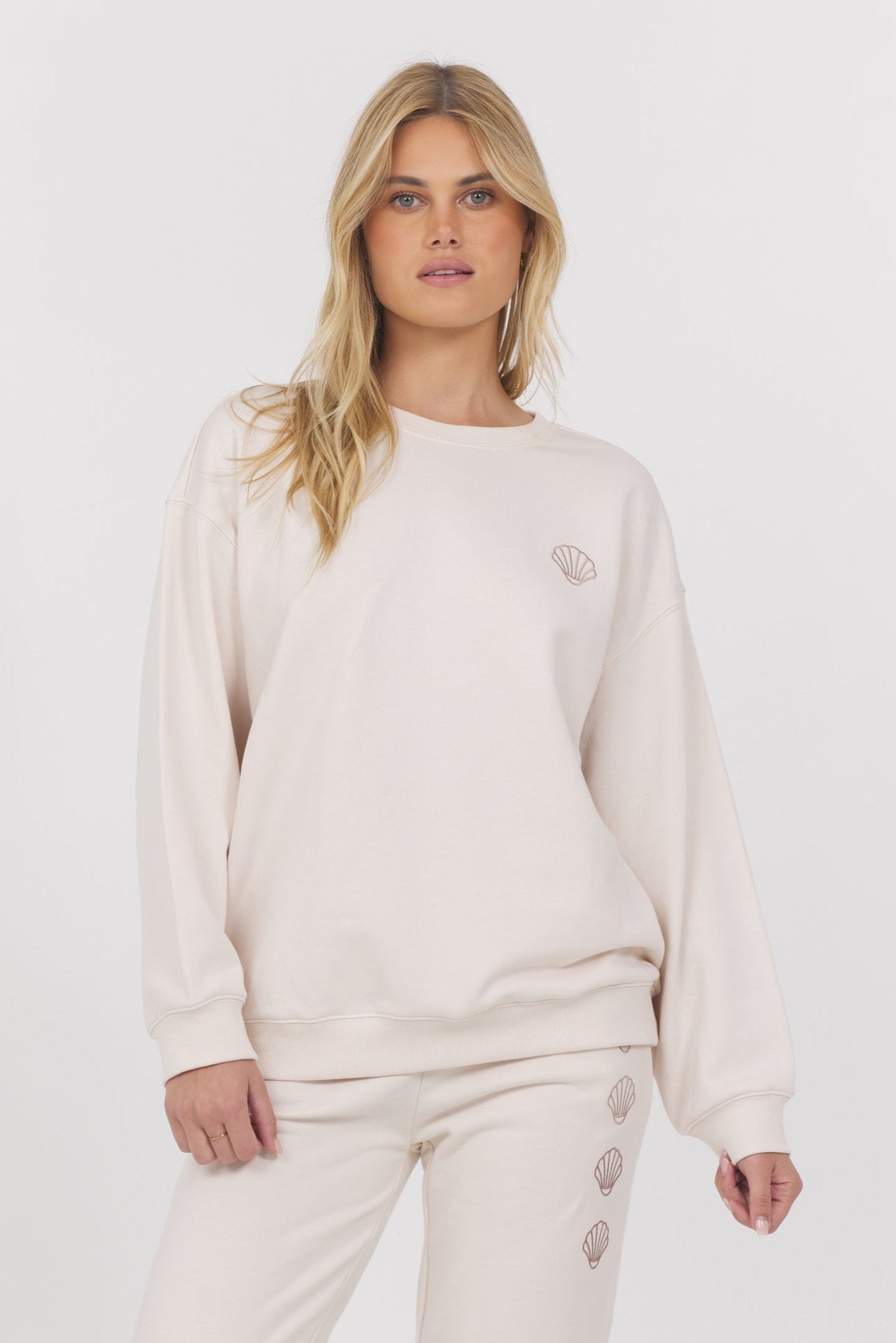 Embroidered French Terry Crew | Vintage Havana Coconut w/ Multi