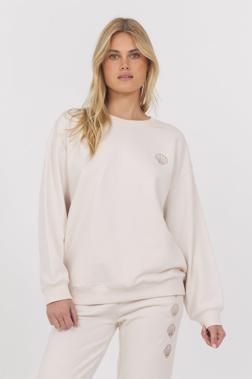 Embroidered French Terry Crew | Vintage Havana Coconut w/ Multi
