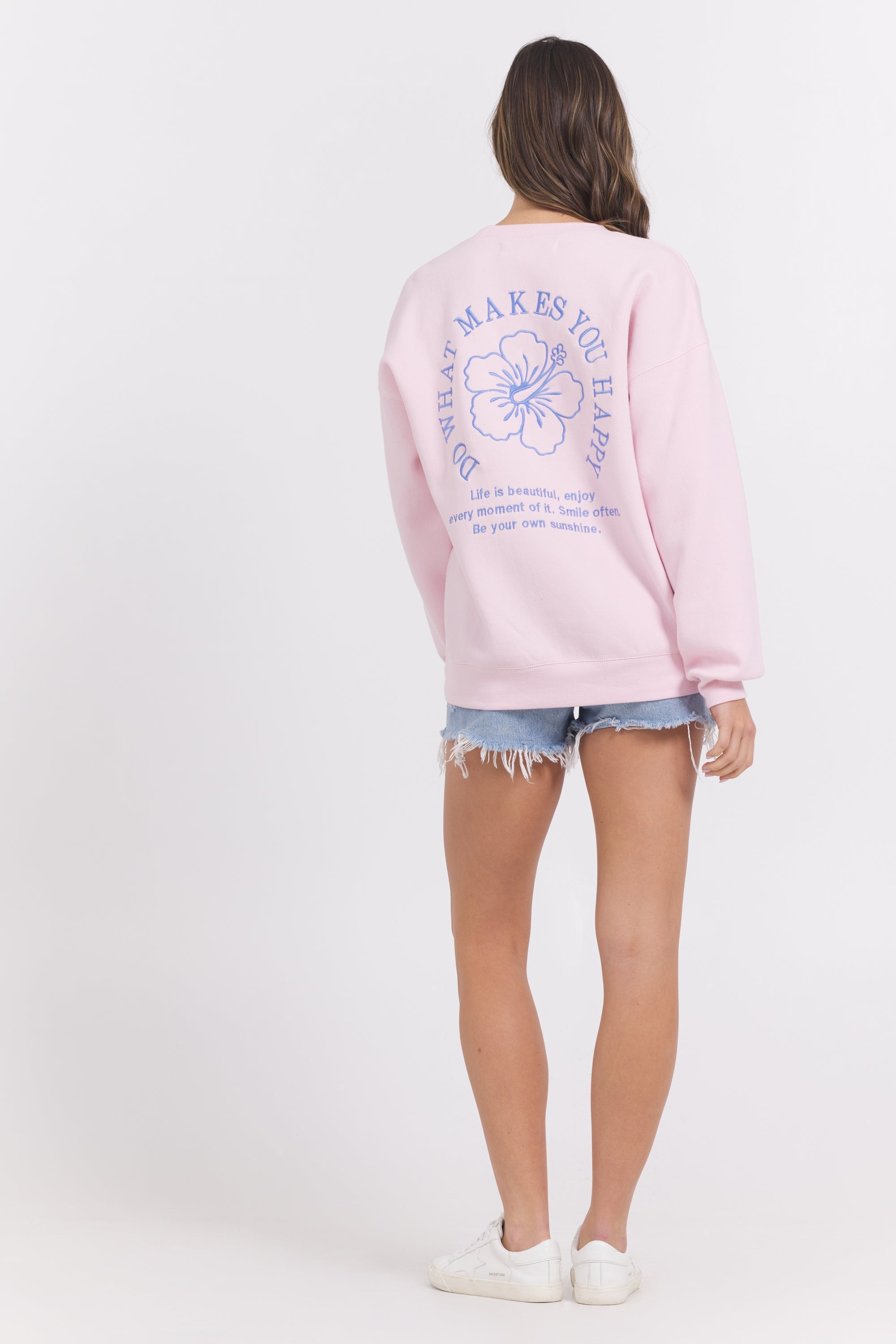 Surfwash Crew w/ Embroidery | Vintage Havana Hibiscus Pink w/ Hightide Blue