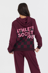 Cabernet W/ Rose Printed Heavy Surf Wash Hoodie | Vintage Havana Cabernet
