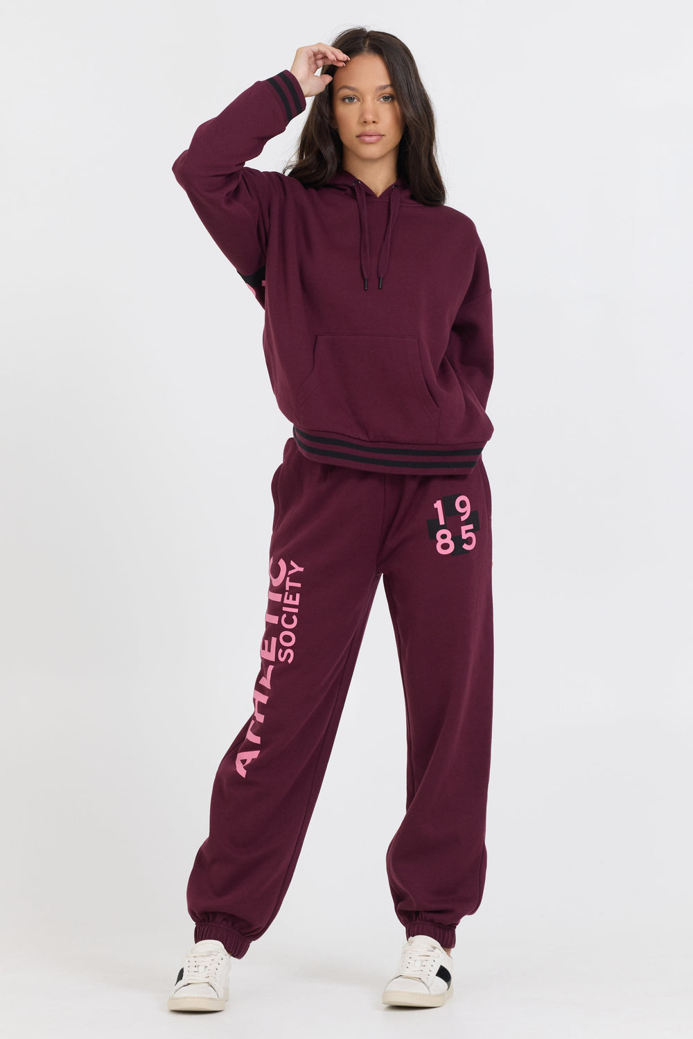 Cabernet W/ Rose Printed Heavy Surf Wash Hoodie | Vintage Havana Cabernet