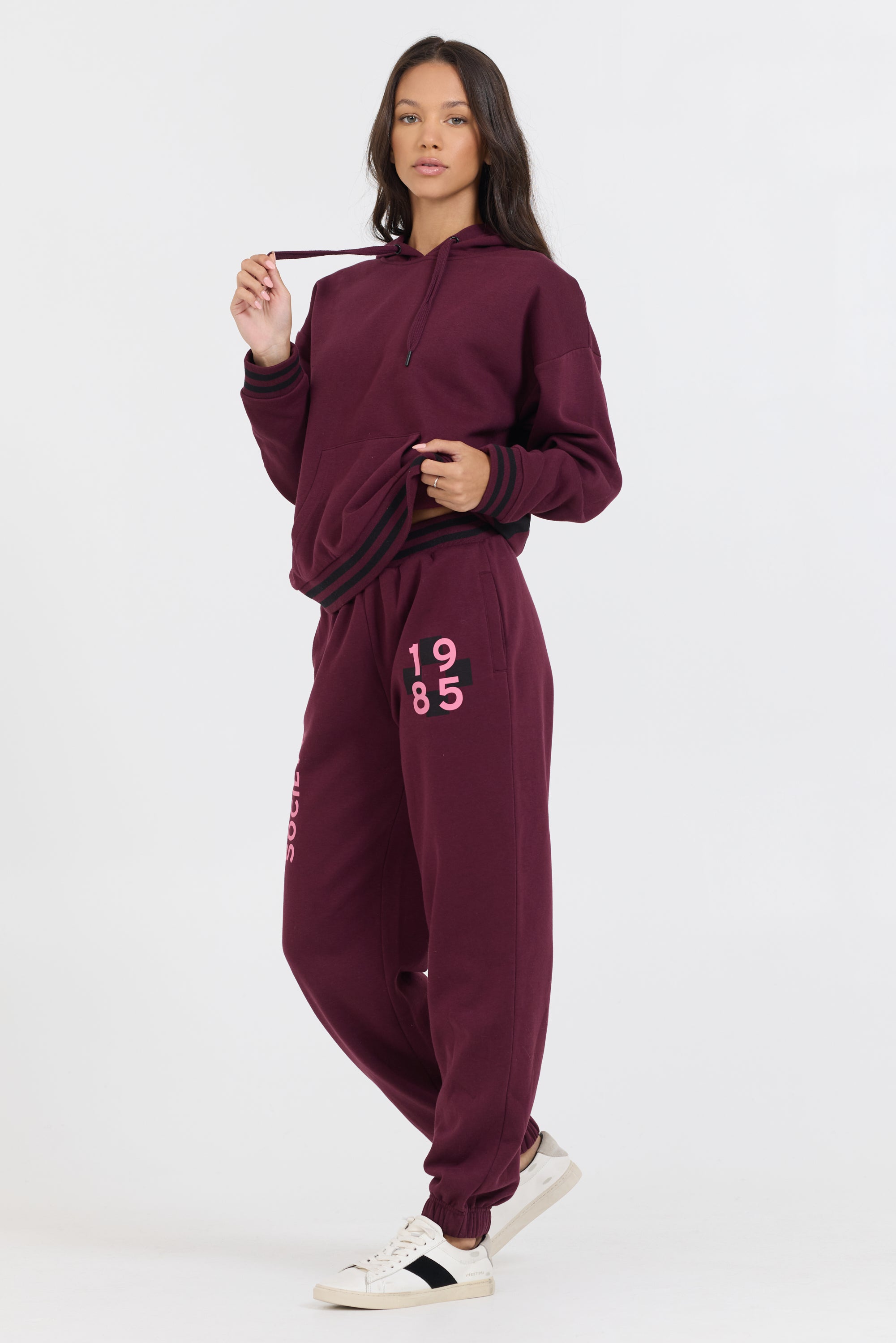 Cabernet W/ Rose Printed Heavy Surf Wash Hoodie | Vintage Havana Cabernet