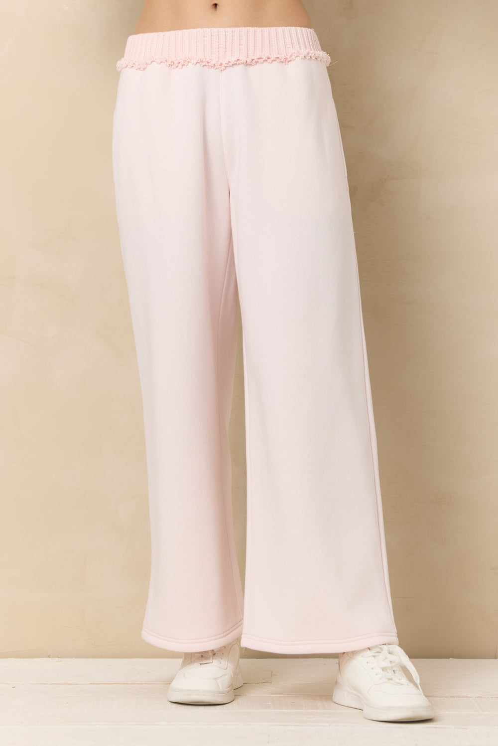 Vintage Fleece Wide Leg Pants with Rib | Vintage Havana Pink Hibiscus