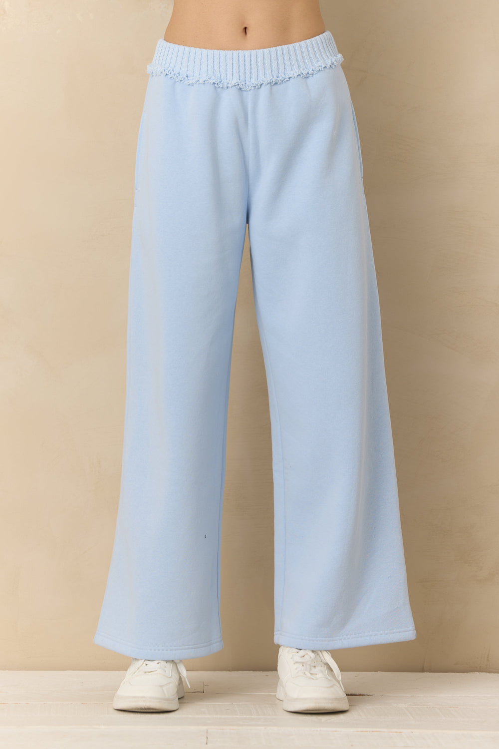 Vintage Fleece Wide Leg Pants with Rib | Vintage Havana Pink Hibiscus