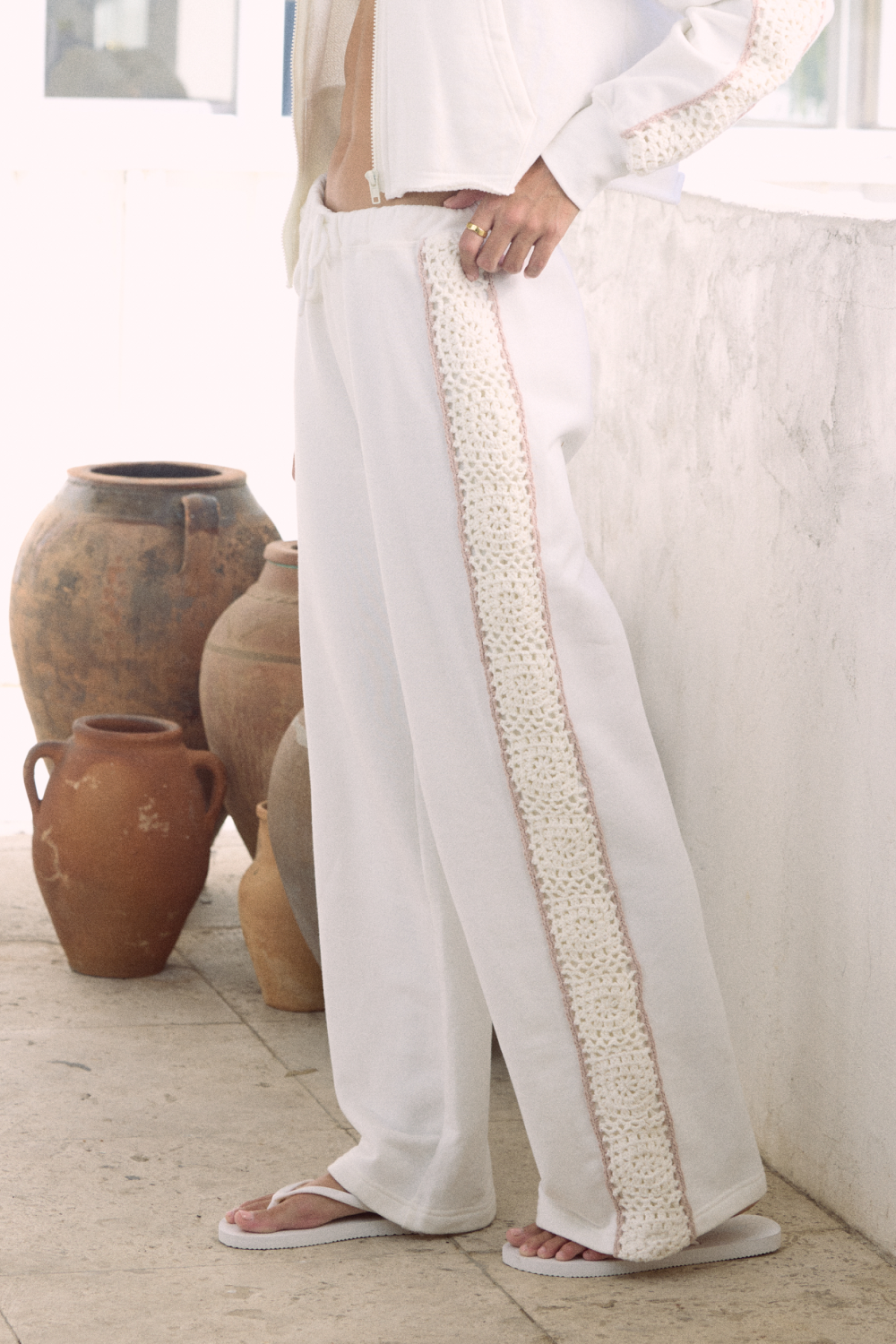 French Terry Pant with Square Crochet Insert | Vintage Havana