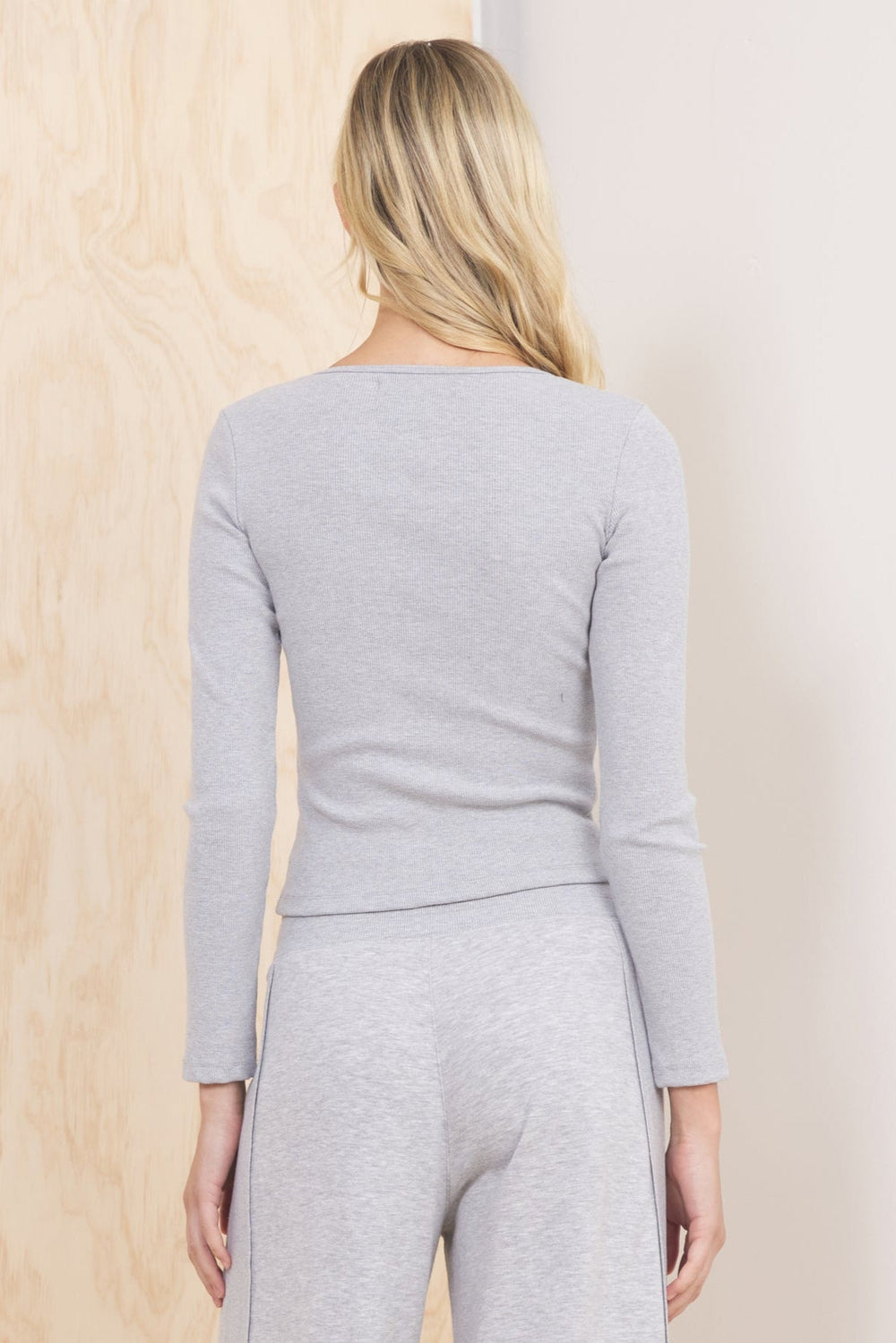 Seamless Long Sleeve Henley | Vintage Havana Heather Grey