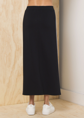 Black Striped Cloud Fleece Maxi Skirt | Vintage Havana Black