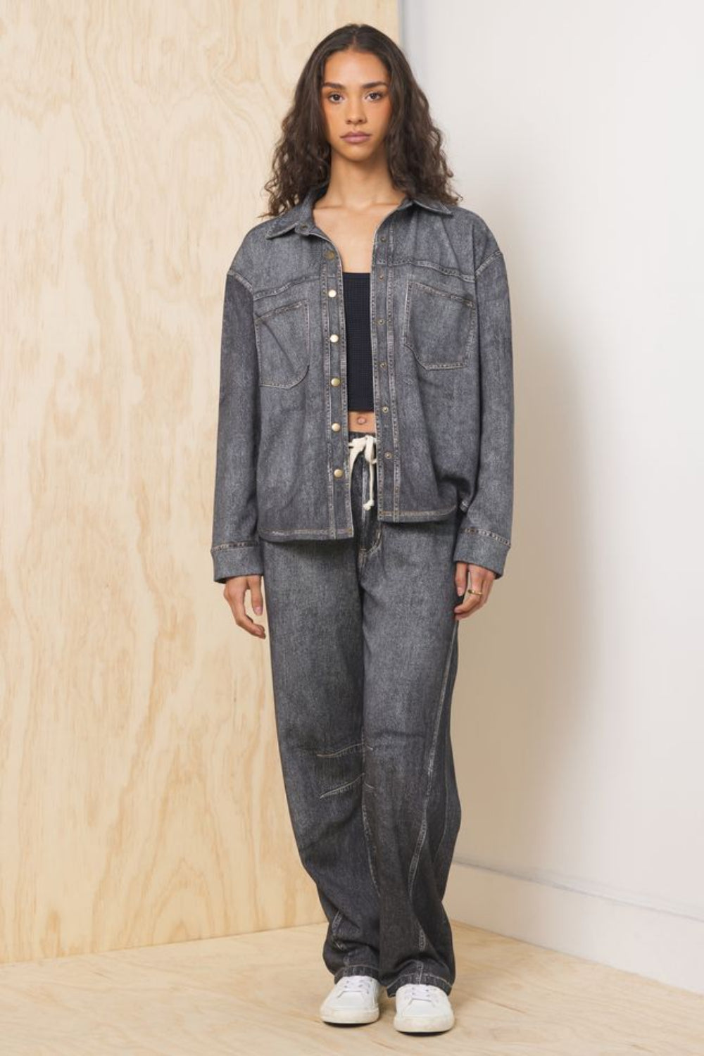 Denim Fleece 2-Piece Set | Vintage Havana